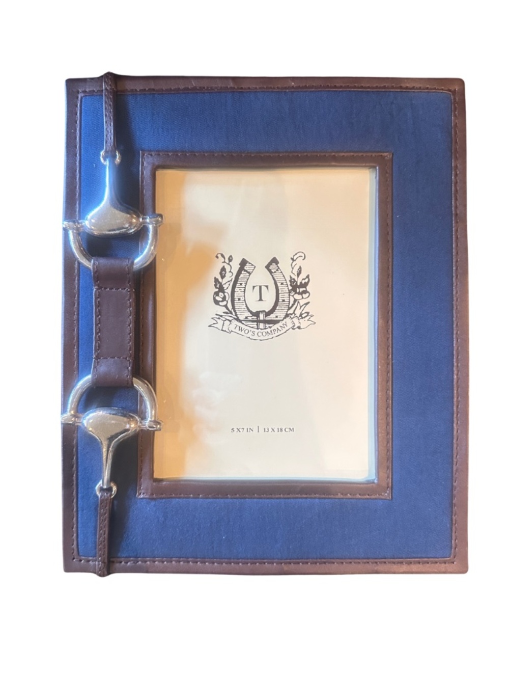 NEW Two's Company Equestrian Blue Standing Picture Frame - 5x7